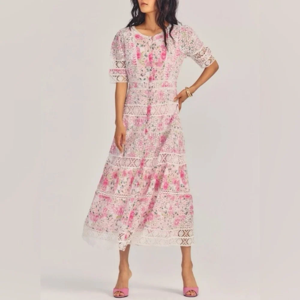 Loveshackfancy Rose Embroidery Victorian Carmie‎ Dress